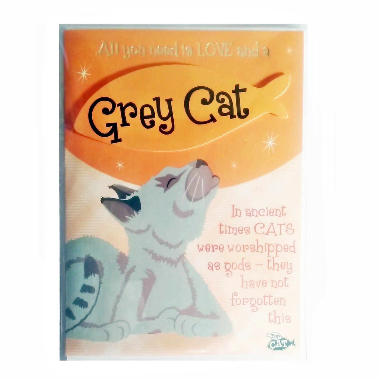 Wags & Whiskers Cat Greeting Card ""Grey Wags & Whiskers Cat Kneading"" by Paper I