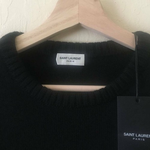 Saint Laurent Paris 'Sweet dreams' Shark Patch Jacquard Black sz XL knit sweater - Picture 3 of 7