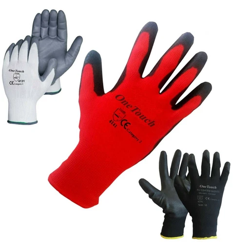 24 Pairs PREMIUM NITRILE COATED Red Nylon Work Gloves Builders Gardening Grip
