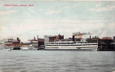 Detroit MI Michigan Skyline Harbor Steamer Ship Early 1900s Vtg Postcard D23
