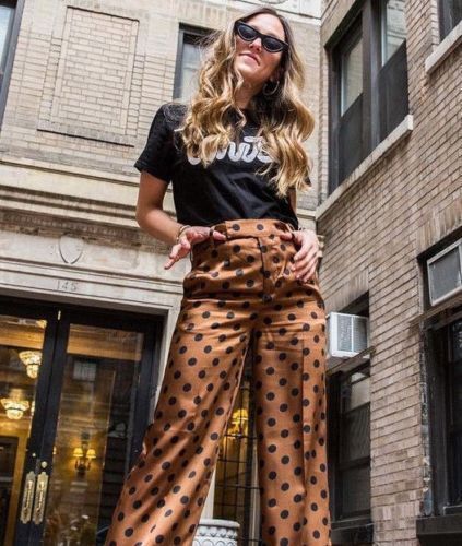 ZARA BROWN POLKA DOT TROUSERS SS18 SIZE 