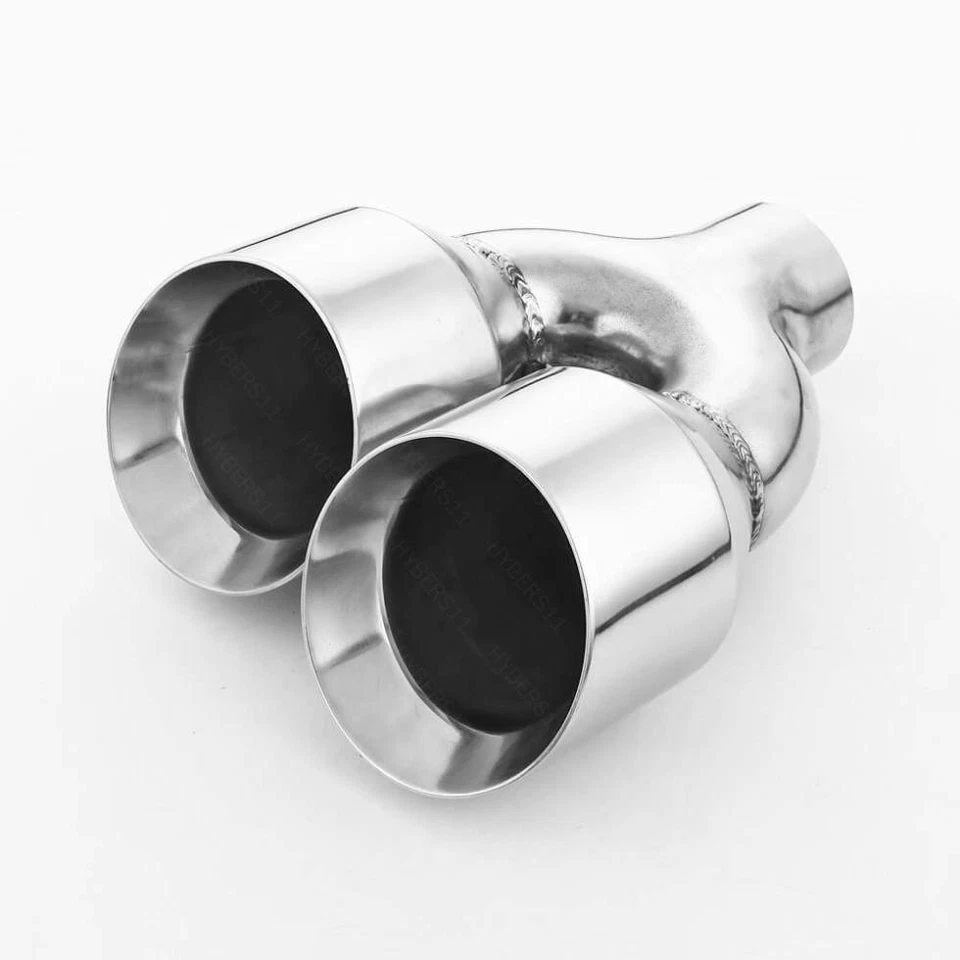 Par de puntas de escape de doble pared corte ángulo escalonado entrada 2,25" cuádruple 4" Foto 4 de 4