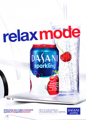 DASANI WATER magazine AD #11 RARE 2015 OOP RELAX MODE * BLACK CHERRY