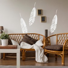 Bohemian Feather Wandschablone, wiederverwendbare Schablonen f&uuml;r Home Interior Decor