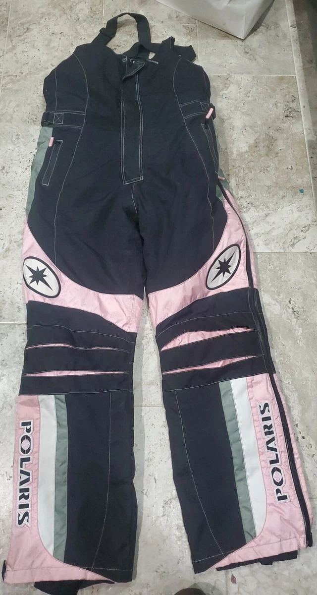 ULTRA RARE POLARIS VELOCITY WOMEN'S SKI BIBS BLACK/PINK SIZE LARGE TALL