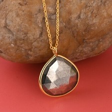 Heart chain necklace for loving gift gold plated pyrite gemstone pendent for her