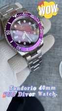 Tandorio New Mod Purple 40mm Diver Sapphire 20ATM NH35A Automtic Men Sub Watch