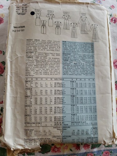 VOGUE - 1335 VINTAGE 80S DRESS - Misses 12 -14 -16 CUT BUT COMPLETE PATTERN - Picture 2 of 5