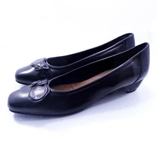 MARK LEMP CLASSIC BLACK WEDGE PATENT LEATHER Women Sz 8.5 Walking Cradles