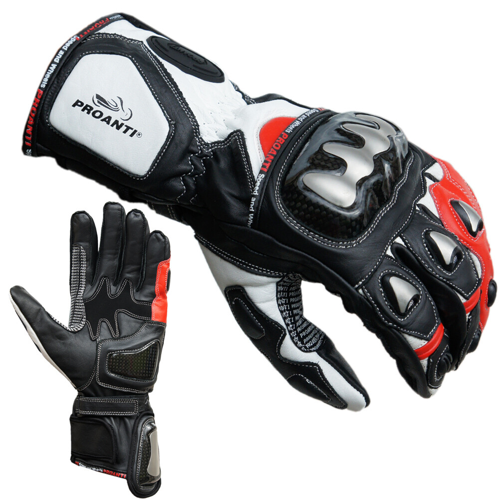 PROANTI Motorradhandschuhe Aus Leder – Kurz Geschnitten, Größe L – Mit Protektoren Für Sicherheit & Komfort