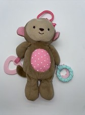 Child Of Mine Carters Monkey Plush Pink Dots 10" Rattle Crinkle Teether 2015