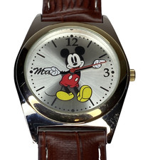 Mickey Mouse 36mm Wristwatch Walt Disney Stainless Steel Synthetic Leather- Band