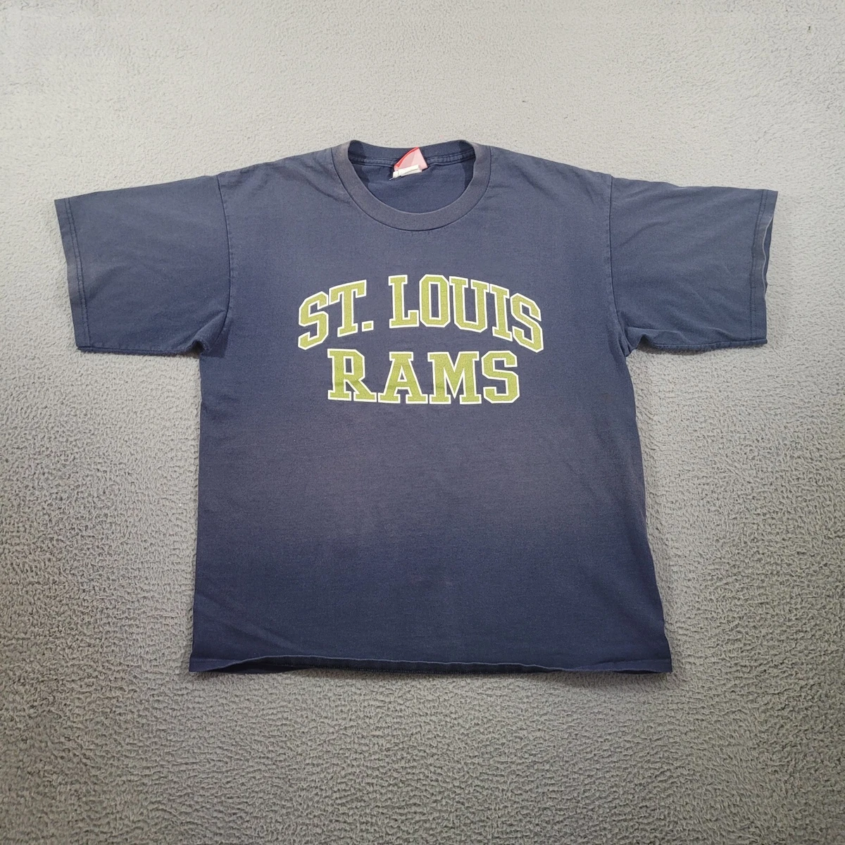 Vintage St Louis Rams Shirt Mens Large Blue Spell Out Logo NFL Football Team