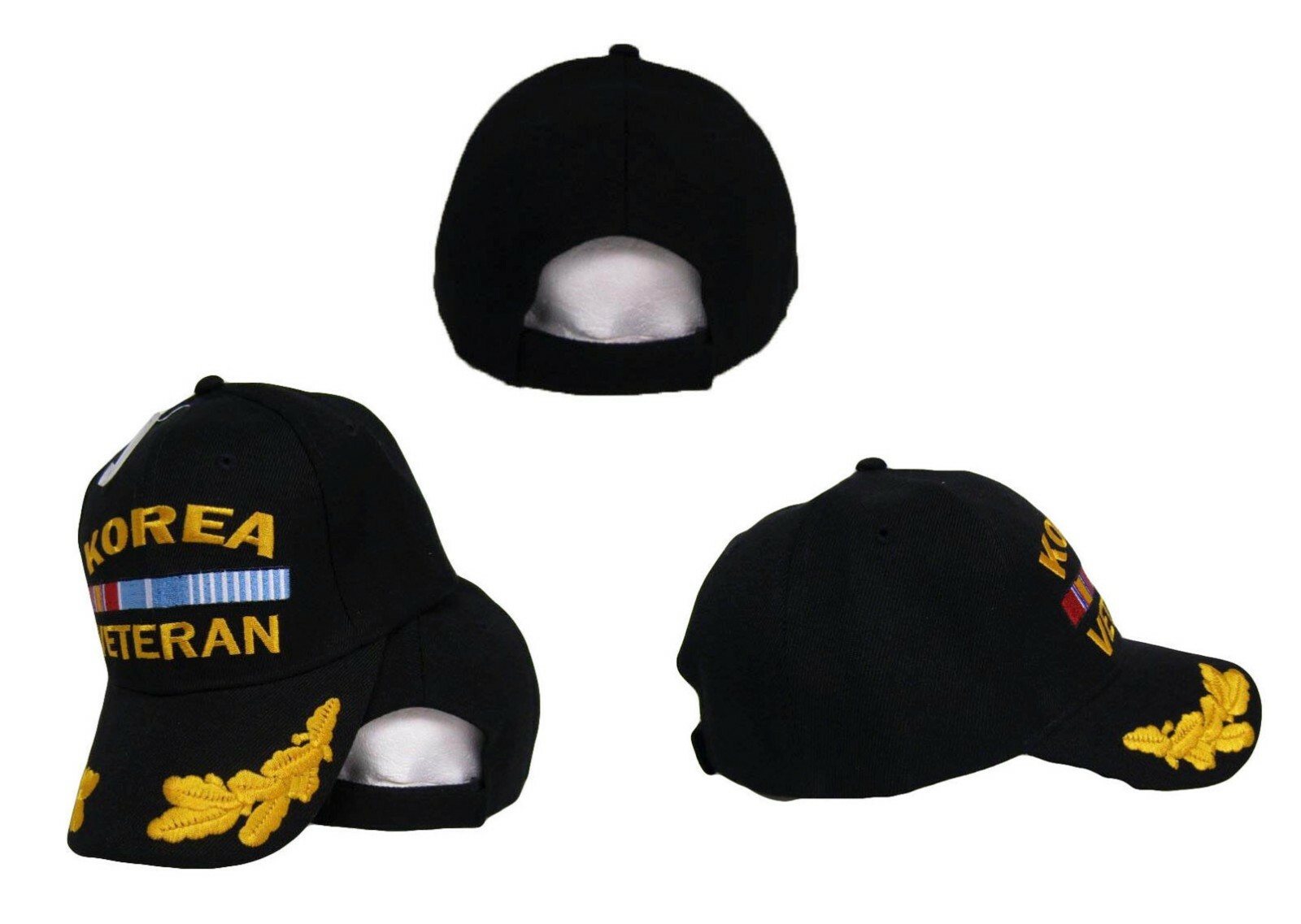 Korea Korean War Veteran Feathers Egg Style Embroidered Black Cap Hat