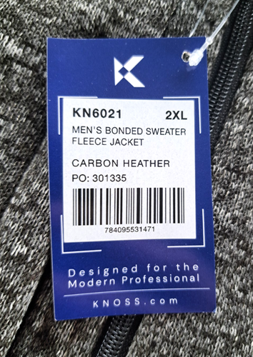 KNOSS Bonded Sweater Fleece Jacket Mens 2XL Carbon Heather Gray Outdoor Hike NWT - Picture 4 of 12