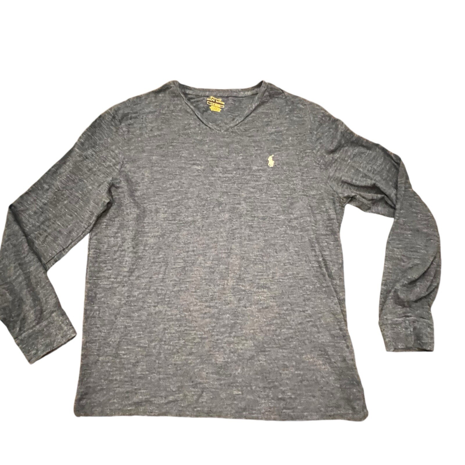 POLO RALPH LAUREN T SHIRT uomo maglia blu pony bianco manica lunga grande