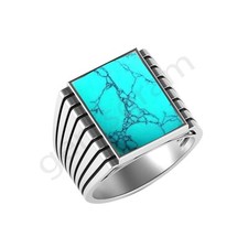 Solid 925 Sterling Silver Handmade Gemstone Turquoise Beautiful Men's Jewelry