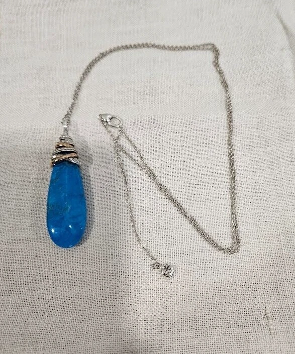 Colar Howlite Turquesa Gota Pirâmide Anéis de Netuno Brighton 30-34 Ajustável - Imagem 2 de 4