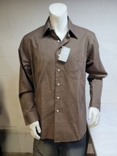 Geoffrey Beene long sleeve brown shirt size L 16 34/35 / we4139 r4 t3