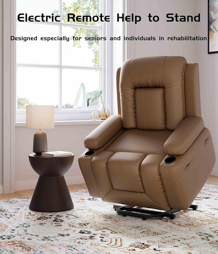 Extra-Large Power Lift Recliner Chair w/Heat+Massage Features, Faux PU Leather - Picture 48 of 58