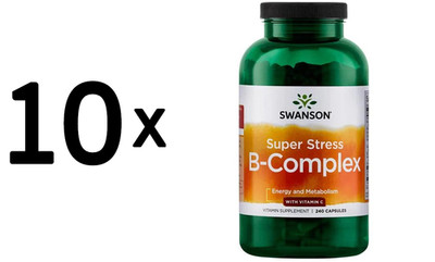10 x Swanson Super Stress B-Complex with Vitamin C - 240 caps (133,33 EUR/kg)