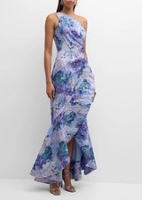 Rickie Freeman for Teri Jon Ruffle Gown in Metallic Organza Jaquard