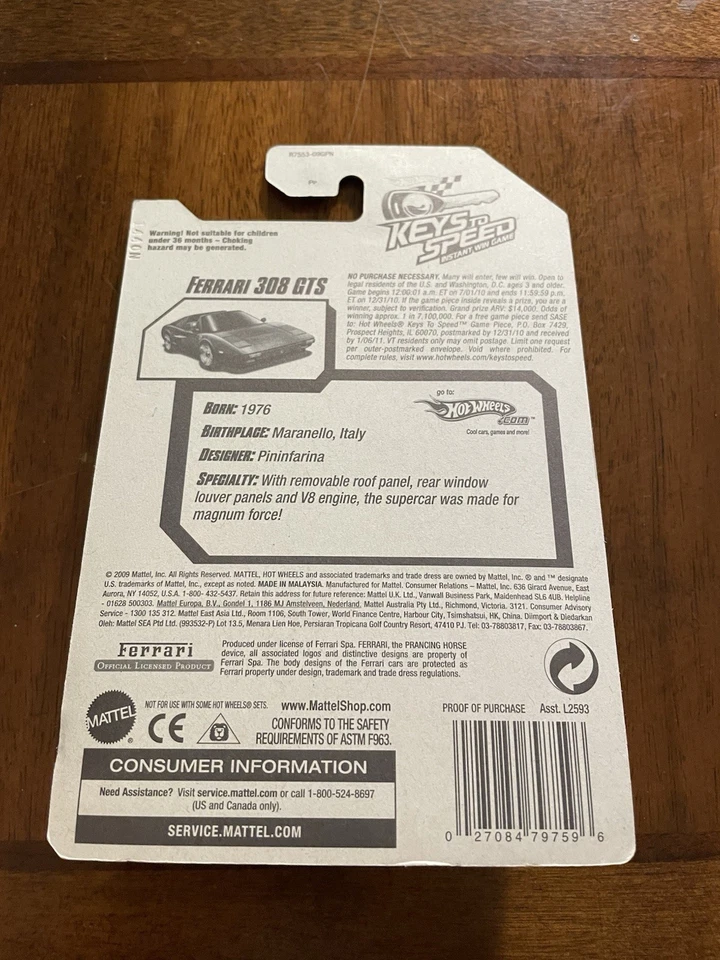 Ferrari 308 GTS 2010 All Stars Blue V21 Hot Wheels Foto 2 de 4