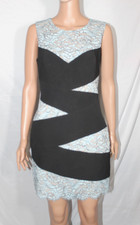 BCBG MAXAZRIA SIZE 4 floral "MATHILDE" above knee dress blue/black sleeveless