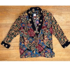 Vintage Geometric Art Print Blazer Jacket Size Medium Oversize Carole Little