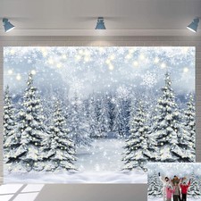 Snowy Pine Tree Photography Backdrop for Christmas New Year Celebrations 7x5FT