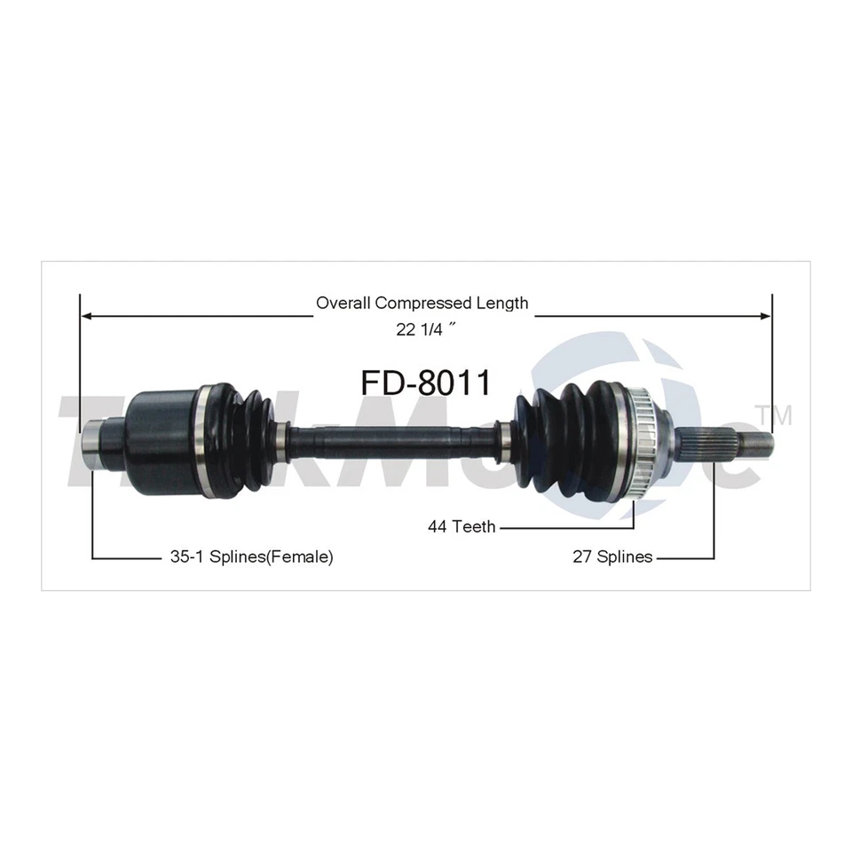 TrakMotive Front CV Joint Axle Shaft Pair Set 2 For Ford Contour 2000 1999 1998 - Image 2 of 3