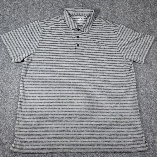 Puma Polo Shirt Mens XL Performance Golf Logo Gray Striped Short Sleeve