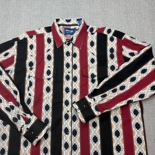 Wrangler Western Shirt Mens XL Southwestern Striped Pearl Snap Long Sleeve Aztec