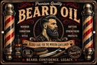 Vintage Beard Oil Metal Tin Sign Barber Shop Grooming Rustic Man Cave Decor 12x8