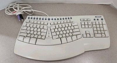 MICROSOFT Natural Keyboard Pro USB & PS/2 White Ergonomic RT9401 TESTED