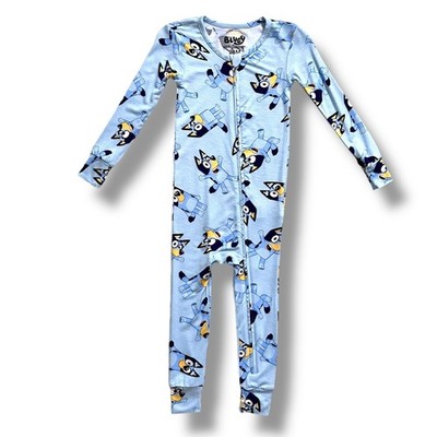 Bluey One Piece Pajama Toddler 24M Blue Character Zip Up Sleeper Unisex Soft
