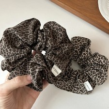 korea fashion Leopard print oversized scrunchie for women girls black hair ubber