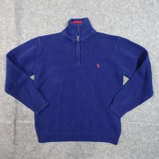 Polo Ralph Lauren Boys Kids Large 1/4 Zip Pullover Sweater Blue Knit