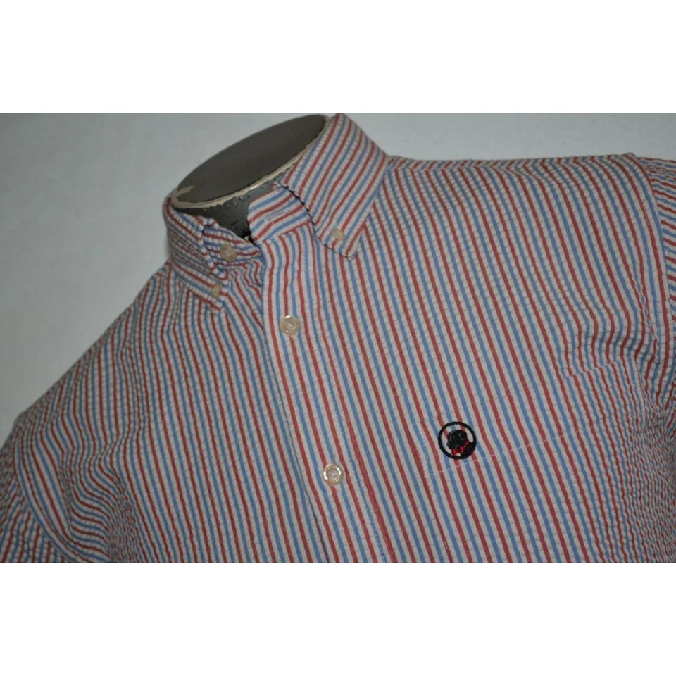 33165 Southern Proper Shirt Labrador Dog Red Blue Striped Cotton Size Small Mens - Image 4 of 4