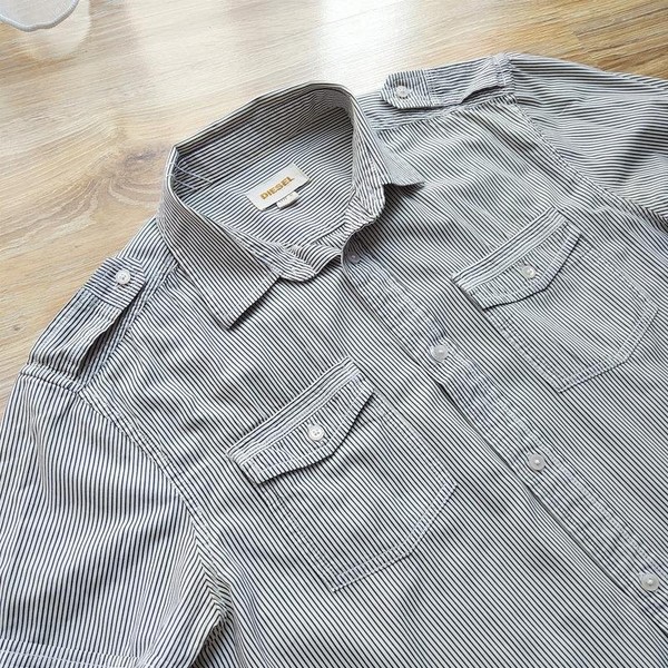 Men Diesel Shirt Black Cotton 38 / M / 46 #7GML