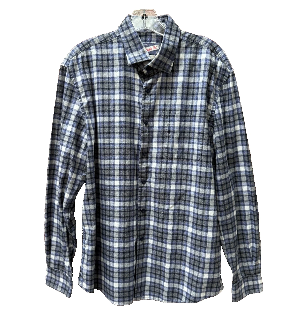 Johnnie O Hangin' Out Shirt Men's Large Grey Plaid Long Sleeve Flannel