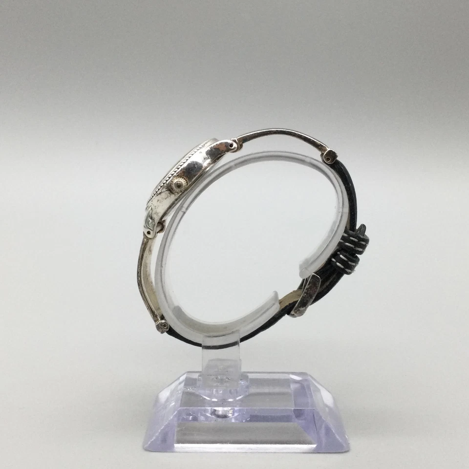 Ecclissi Watch Women 28mm Sterling Silver Leather Band Blue Dial New Battery - Image 3 of 4