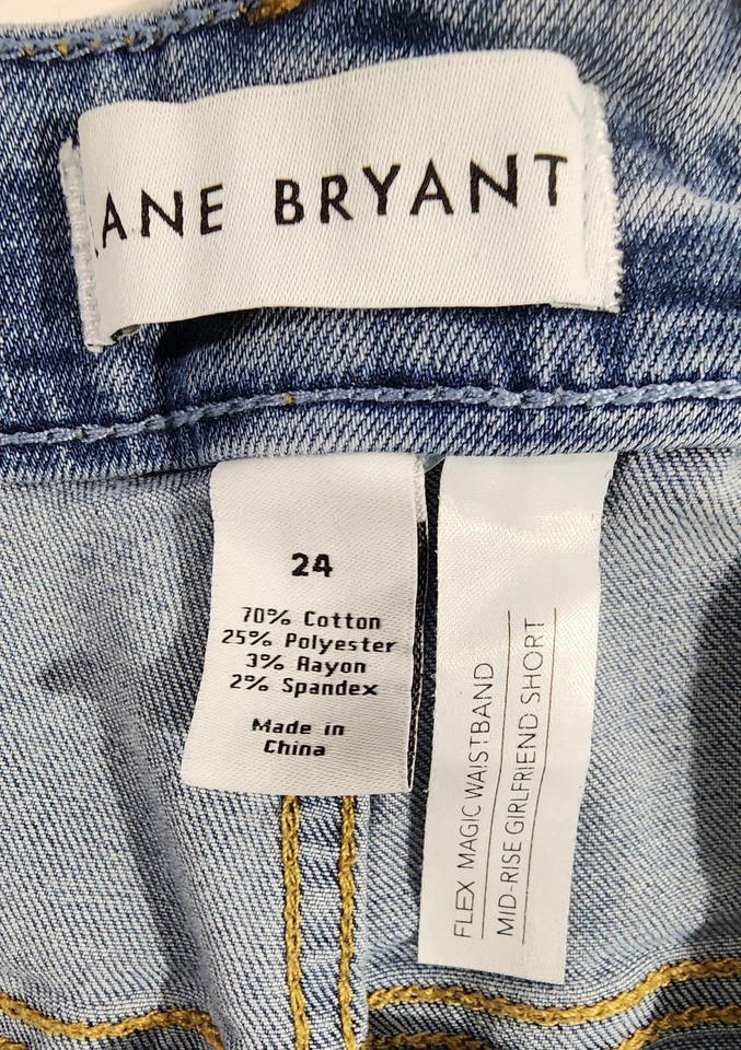 Pantalones cortos de mezclilla de tiro alto Lane Bryant para mujer talla 24 blanco encaje borde crudo dobladillo Foto 4 de 4