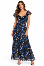 Nasty Gal Floral Print Maxi Dress with Ruffle Detail