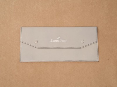 Audemars Piguet Watch Travel Case Pouch Grey Leather Silver Embossed Vintage