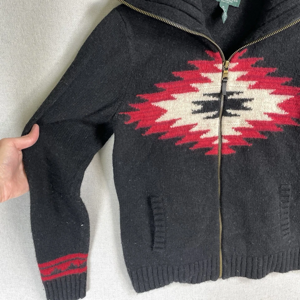 Suéter Vintage Lauren Ralph Lauren Jeans Co Lana Navajo Cremallera Pequeño Grande Azteca Foto 4 de 4