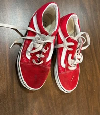 Vans Old Skool Low Canvas Sneakers Red/White Youth Size 3