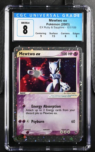 2003 Pokemon EX Ruby & Sapphire Mewtwo ex Holo 101/109 CGC 8 #101/109