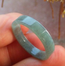 Video Certified Green Natural A JADE Jadeite Rectangle RING USA. 8.5 720218