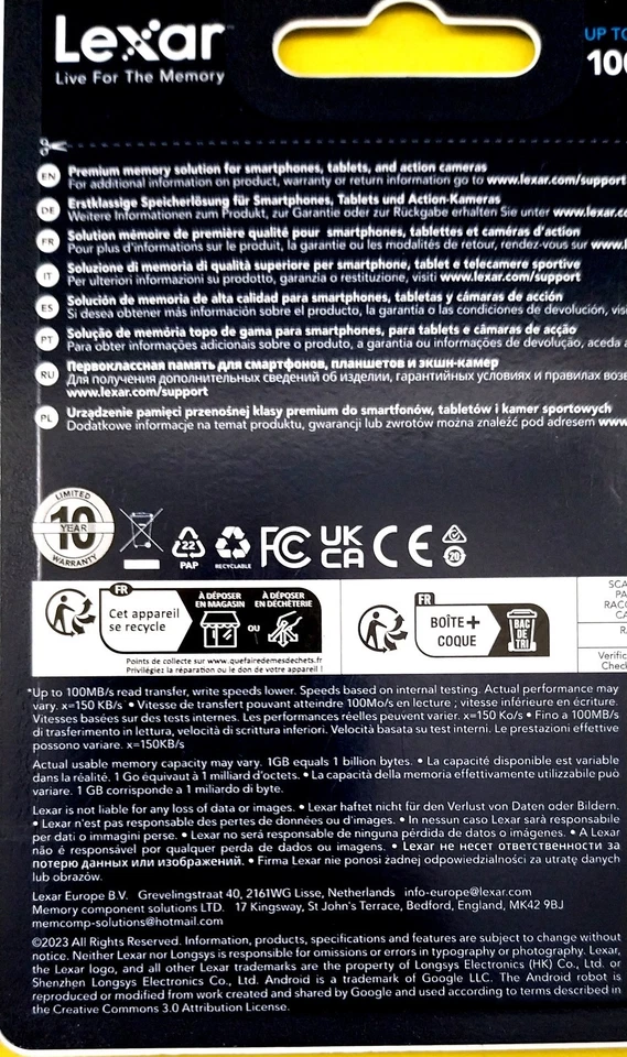 Lexar 64GB microSDXC PRO UHS-I V30 U3 633x 150MB/s 4K Memory Card- BNIP UK Stock - Image 3 of 4